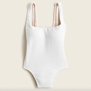 NWT Jcrew textured squareneck one-piece swimsuit in white Size 16